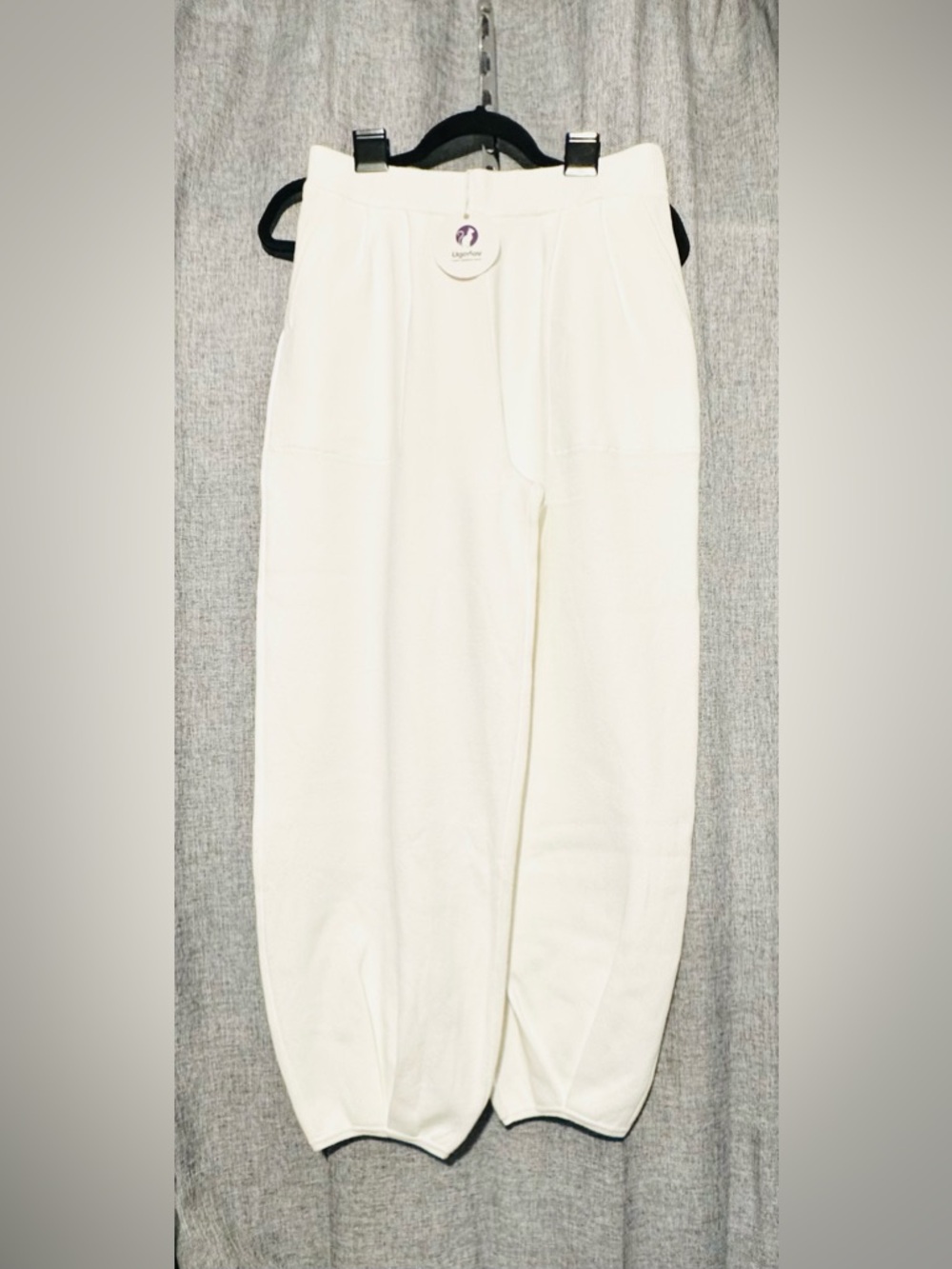 Ugerlov Women's Y2K Cream Pull-On Barrel Leg Pleated Pants, Size XL